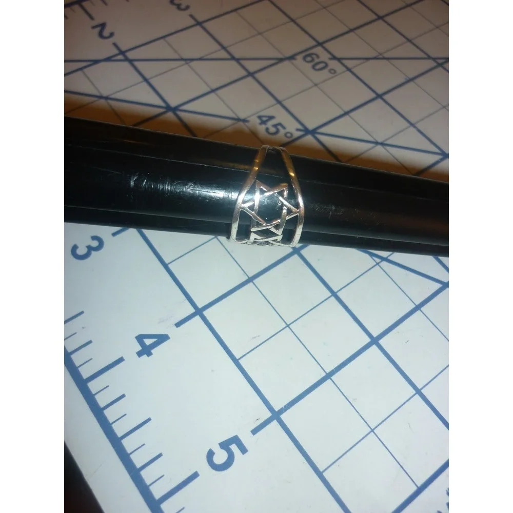 Sterling Silver Star of David Ring 925 Judaica Magen David Eternity Band sz 7.5